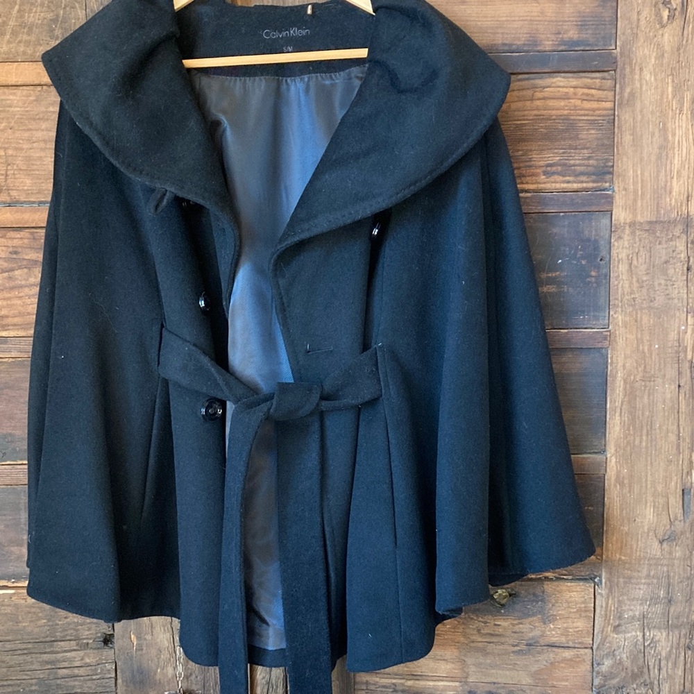 Calvin Klein Women's Black Wool Cape